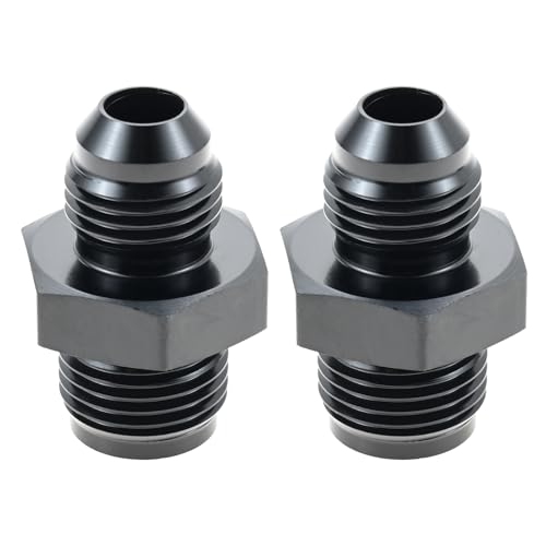 gohantee 6AN Male to 5/8 x 18 Inverted Flare Thread Fitting Adapter Connector Aluminum Straight Black Anodized Surface Fuel Fitting 2Pcs by gohantee - Used condition - CA$14.87