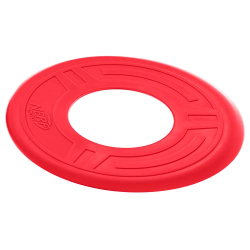 Nerf Dog Atomic Flyer Dog Toy, Flying Disc, Lightweight, Durable And Water Resistant, Great For Beach And Pool, 10 Inch Diameter, For Medium/Large Breeds, Single Unit, Red, One-Size-For-Most #TOP2