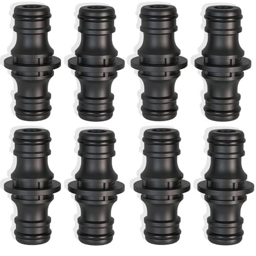 8 Stück Doppelrohr Schlauchverbinder 1/2 Zoll,schwarz Gartenschlauch Verbinder,Langlebig Schlauchkupplung 1/2 Zoll Geeignet für Die Bewässerung Von Landwirtschaft, Rasen Und Garten