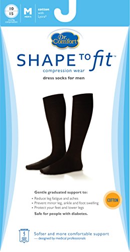Dr. Comfort Men's Cotton Dress Graduated Compression Knee-High Sock, 10-15 mmHg, Black, X Large2