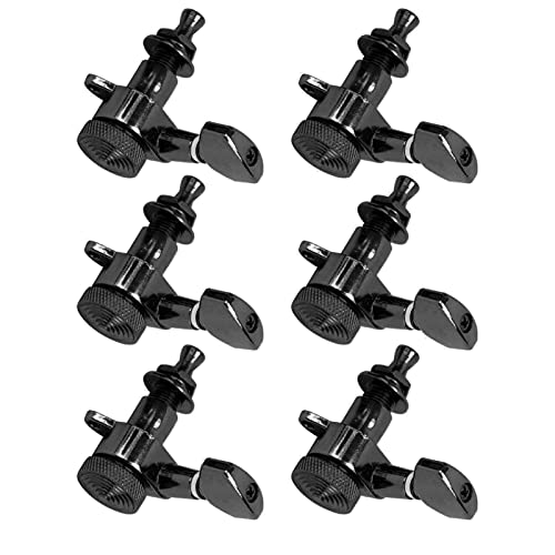 Guitar Locking Tuners Sealed String Tuning Key Pegs for Acoustic Electric Guitars Black (Six left button set)