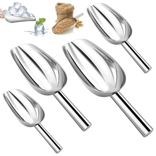 4 Stück Candy Bar Schaufel,4 Größen Mehlschaufel Edelstahl,Silbrig Eisschaufel für Eiswürfel,Mehrzweck Abfüllschaufel,Schaufeln Candybar für Küche,Bar,Buffet,Party,Vielseitig & Spülmaschinenfest