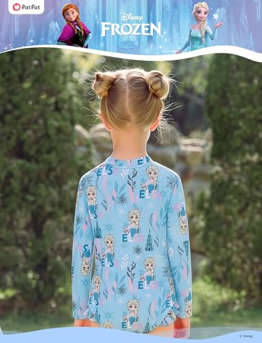 Image of Disney Frozen Stitch Princess Minnie Mouse Girls Swimsuit Long Sleeve Rashguard UPF 50 One Piece Bathing Suit Size 3M-13Y