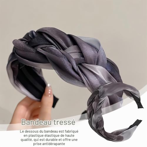 ZEPIQOR Bandeau Large Vintage pour Femme - 4 cm Turban Torsadé Élastique - Serre-Tête avec Nœuds, Accessoire Cheveux pour Usage Quotidien – vue 4