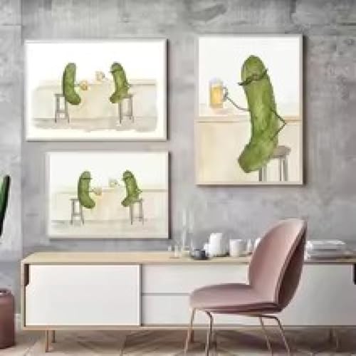 Toile amusante cornichon moustache bière affiche pour un salon joyeux