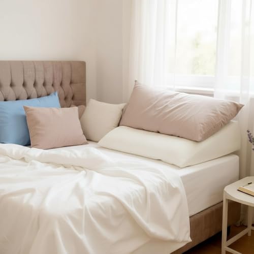 3 Pagen® orthopädisches Keilkissen für Bett und Couch – Reflux Kissen - waschbarer Bezug - Hochlagerung von Beinen oder Oberkörper – Lagerungskissen beugt Schnarchen & Sodbrennen vor – 65x63 cm