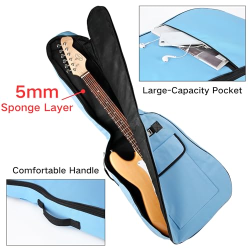 SUQ Wasserdichte Oxford Gitarrentasche, 40/41 Zoll Tasche Musikmuster Nylon Gigbag, E-Gitarrentasche Akustikgitarre und Konzertgitarren Stoßfest (Blau)