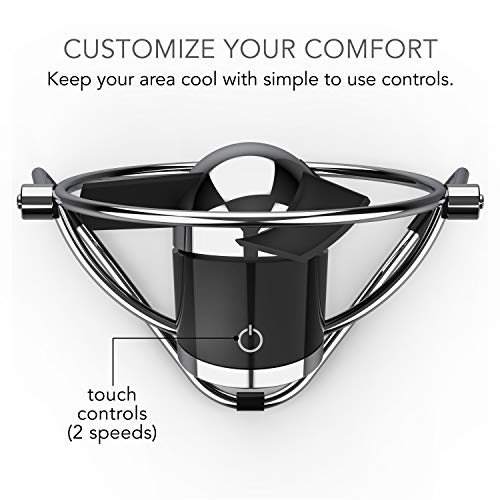 Sharper Image Sbm1-Si Usb Fan With Soft Blades, 2 Speeds, Touch Control, Quiet Operation, Metal Frame, 5V Wall Adapter, 6 Ft. Cable, Personal, Black/Chrome #TOP2