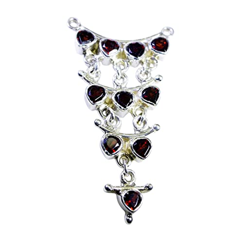 Pendentif grenat rouge et argent sterling, l'éclat intemporel d'une pierre fine de haute qualité.