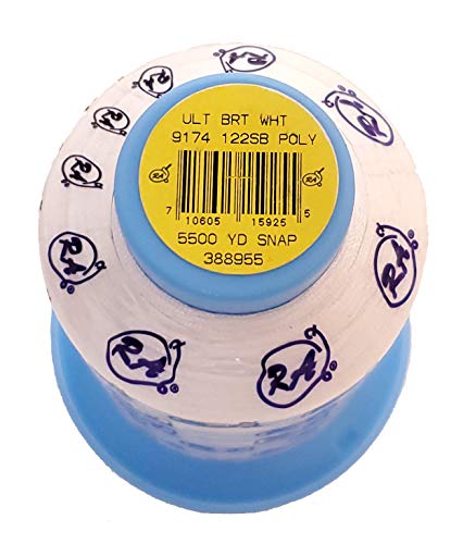 Image of Robison-Anton 2 Ply Super Bright Polyester Embroidery Thread, 40Wt /120D /5500 yd, Ultra Brite White