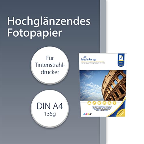 Fotopapier A4 MediaRange für Tintenstrahldrucker, 100 Blatt