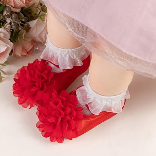 HsdsBebe 2pcs/Set Newborn Baby Girl Princess Mary Jane Shoes Toddler Infant Wedding Dress Flat Shoes with Free Headband2