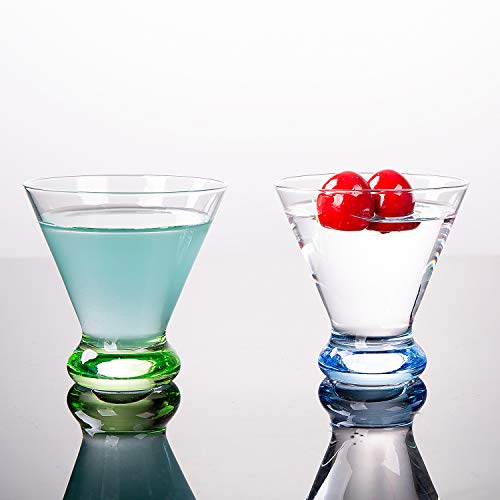 Vastto 6.7 Ounce Multicolor Martini Glass,For Home Dinning, Bar And Party,Set Of 6 (Six Bright Colors) #TOP3