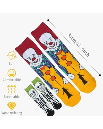 Mens Fun Dress Socks, 2 Pairs Crazy Colorful Patterned Socks Novelty Crazy Design Cotton Socks for Dad Son Grandpa Boyfriend3