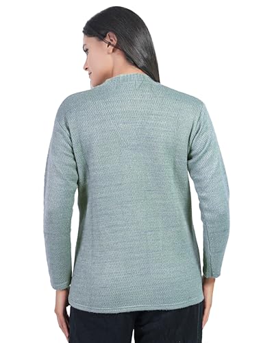 Image of MANRA Women's Woolen V-Neck Buttoned Full Sleeve Cardigan Self Design Soft Wool Fabric Winter Wear Pure Wool Sweater Fully Warm, Front Pockets Cardigan