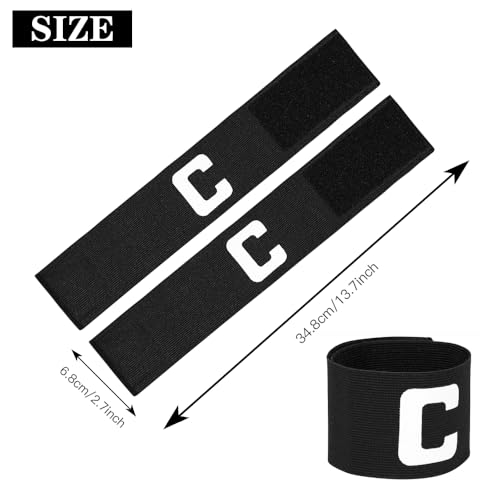 image for Kabcifea 18 Pieces Soccer Captain Armband,Full Black Nylon Football Ba