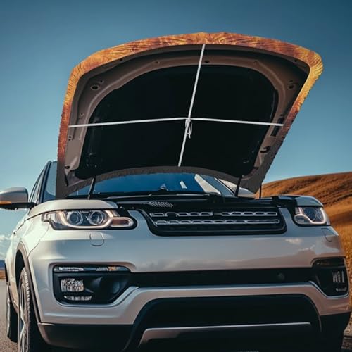 Image of Car Hood Cover Stretchable Car Hood Wrap Blankets Bonfire Print Theme Vehicles Banner Auto Decorations for Compact Sedans SUV Trucks (59x39 Inch)
