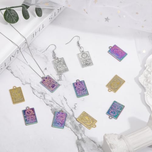 Abalorios de tarjeta de tarot CHGCRAFT chapados con diseño grabado rectangular 5