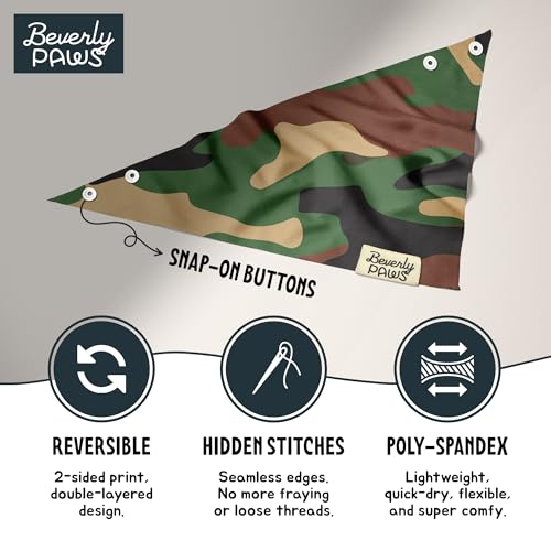 Bandana à clipser camouflage vert taille M pour chiens et chats réglable - 3