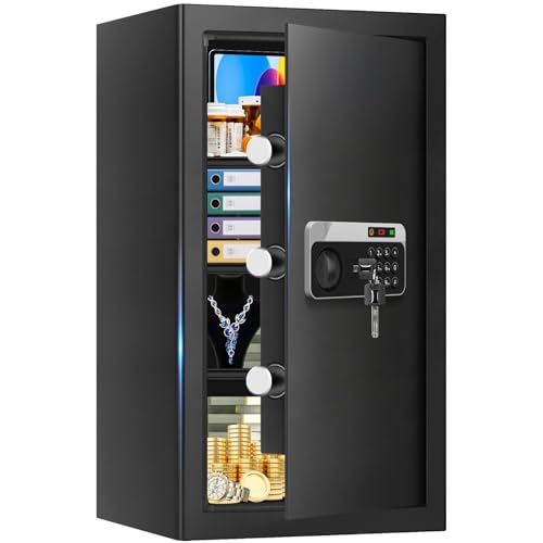 5.2 Cuft Large Floor Safe, Heavy Duty Fire Proof Safes for Home Use with Digital Keypad, Removable...