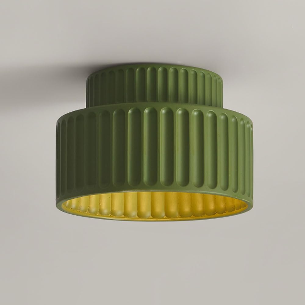 STUIJKVSZ Japanese Wabi-Sabi Resin Ceiling Light - Semi Flush Mount Fixture for Entryway, Hallway, Studio, Restaurant, Hotel, Porch, Balcony Elegant Modern Design (Green)