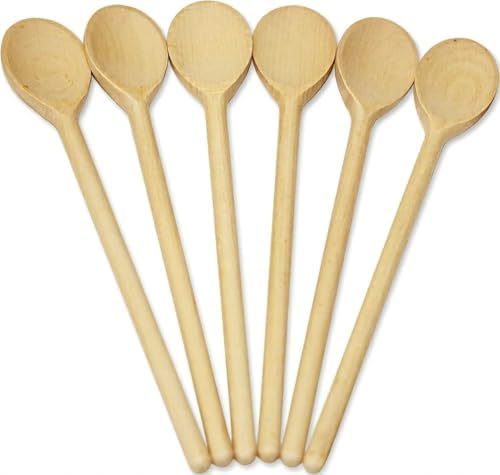 12 Inch Long Wooden Spoon Set by BICB | Natural Beechwood Mixing ...