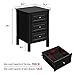 Yaheetech Tall Nightstand End Side Table with 3 Drawers Storage Cabinet for Bedroom, Set of 2, Black