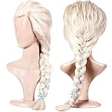 ANOGOL Hair Cap +(6 Hairpins) Blonde Princess Wig for Women Long Princess Braided Wig Long Blond Braiding Hair Platinum Ponytail Wigs Blonde Anime Cosplay Costume for Halloween Party Cosplay