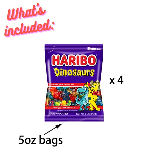 (Pack of 4) Haribo Gummy Candy Series- Twenty Flavors to Choose- 4oz to 5oz bags- (Pack of 4) (Dinosaurs) - Thumbnail 2