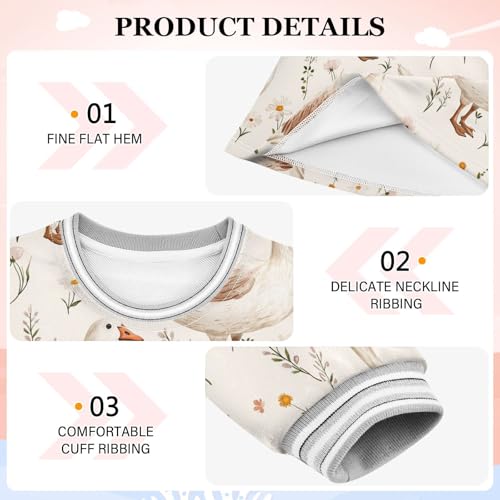 Hand Drawn Goose Girls Dresses Long Sleeve Sweatshirt Dress for Girls Winter Toddler Casual A Line Dresses Size 2-8T3