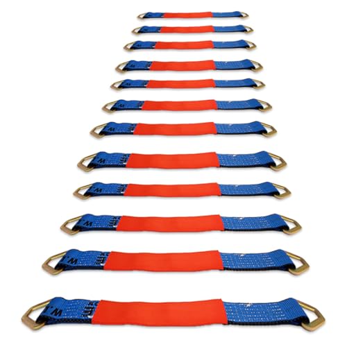 12 Pack 24 Inch Blue Axle Tie Downs with D Rings - Heavy Duty Straps