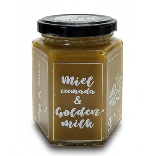 Miel Cremosa Golden Milk 250 g – Miel cruda española con cúrcuma, canela y especias – Textura untable y sabor dulce especiado – Origen Segovia - Producto Gourmet