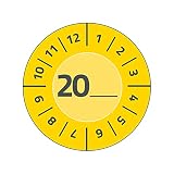 AVERY Zweckform 7902 Lot de 80 étiquettes de contrôle 20 (avec année à écrire soi-même) Jaune
