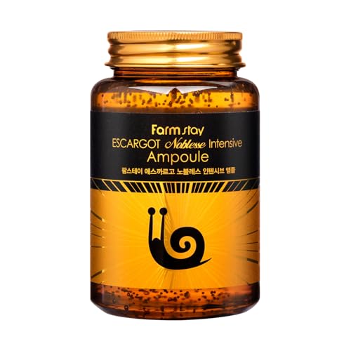 Farmstay Ampoule Intensiva Escargot Noblesse - Ampoule con Mucina di Lumaca per l'Anti-invecchiamento - Nutre la Pelle - Combatte le Rughe - 250 ml
