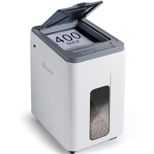 Trisruvian Aktenvernichter Automatischer Einzug Professionell: P5 Mikroschnitt 400 Blatt Profi Schredder für Papier Kreditkarten - 2x12mm Büro Haushalt Zuhause Großraumbüro Gewerblich Schulen Trisruvian Aktenvernichter Automatischer Einzug Professionell: P5 Mikroschnitt 400 Blatt Profi Schredder für Papier Kreditkarten - 2x12mm Büro Haushalt Zuhause Großraumbüro Gewerblich Schulen