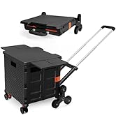 Chariot Pliable 2 Paniers Avec Roues - Pour Courses, Linge, Utilitaires - Noir, Renforcé