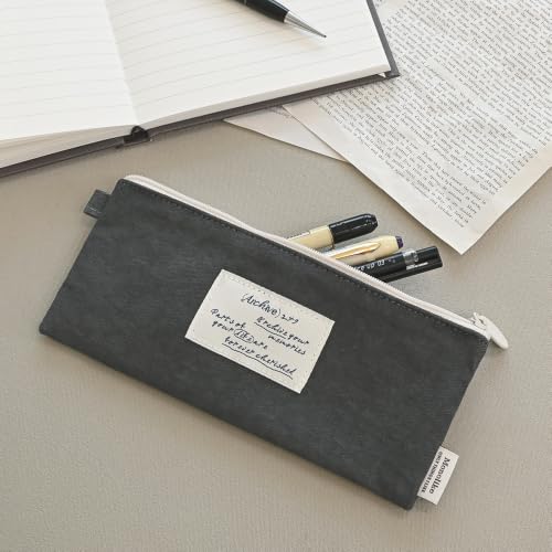 Image of Monolike Archive247 Faded Pencil Case, Gray - Classic Muted Tone Desk Organizer, Vintage Minimalist Writing Instrument Pouch