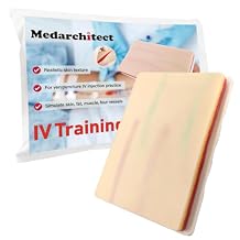 Medarchitect Venipuncture IV Injection Training Pad Model with 4 Veins Imbedded and 3 Skin Layers for Medical Students Doctors Nurses Practice