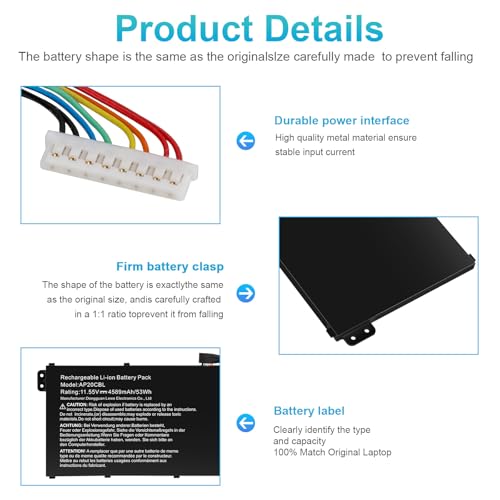 Image of ASUNCELL AP20CBL Laptop Battery Replacement for Acer Aspire 5 A515-45 A515-46 A515-45G Aspire 7 A715-43G Swift 3 SF314-43 SF314-511 Vero AV15-51 TravelMate Spin B3 B311RNA-32