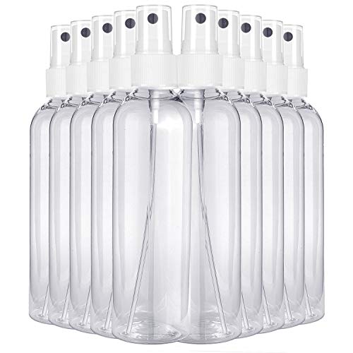 10 Pack Clear Plastic Spray Bottles with Fine Mist Sprayer.Refillable & Reusable Bottles for Essential Oils,Perfumes,Cleaning Products, (120ml (4oz)10 Bottles)