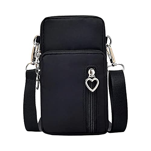 Hryuppr Sac Téléphone Portable, Sac Téléphone Portable Femmes, Sac à Bandoulière, Sac Telephone Portable Femme, Mini Sac à Bandoulière, Bandoulière Réglable, pour Téléphone et Cartes(Noir) Cover