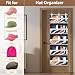KYEVIS Over the Door Hat Organizer & Rack - Holds 60 Baseball Caps, Hat Storage for Closet Door Wall with 10 Clear Mesh Pockets, Grey