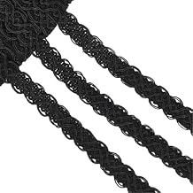 18 Yards 5/8 Inch Black Decorative Gimp Braid Trim by The Yard Upholstery Lace Ribbon Polyester Flat Webbing Fabric Ribbons for Sewing Clothes Curtain Pillow Bag Hat Decor DIY Craft Supply