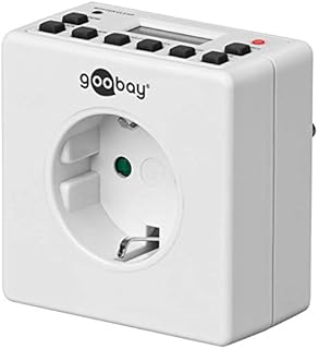 Goobay 93256 cyfrowy programator czasowy do wnętrz, bezgłośny, programowalny, możliwość pracy ciągłej, 10 programów włączania, akumulator Back Up na 4 dni, dyskretny design