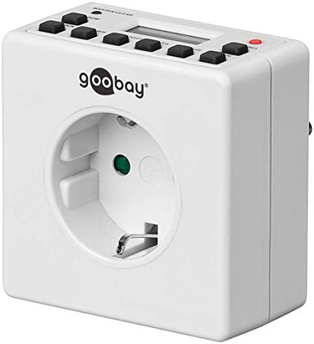 Goobay 93256 cyfrowy programator czasowy do wnętrz, bezgłośny, programowalny, możliwość pracy ciągłej, 10 programów włączania, akumulator Back Up na 4 dni, dyskretny design