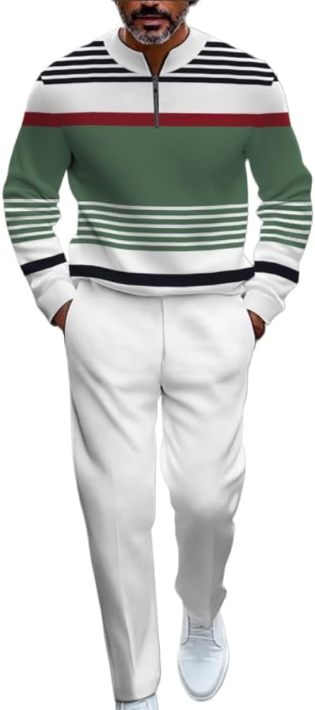 Men's casual sports long sleeved jogging suit two-piece jacket and pants set