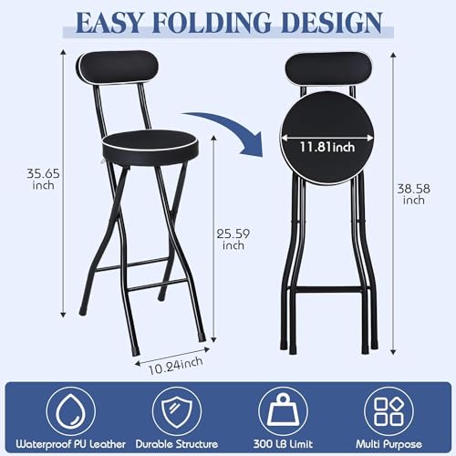 Tabourets de bar pliants gain de place hauteur assise 65 cm