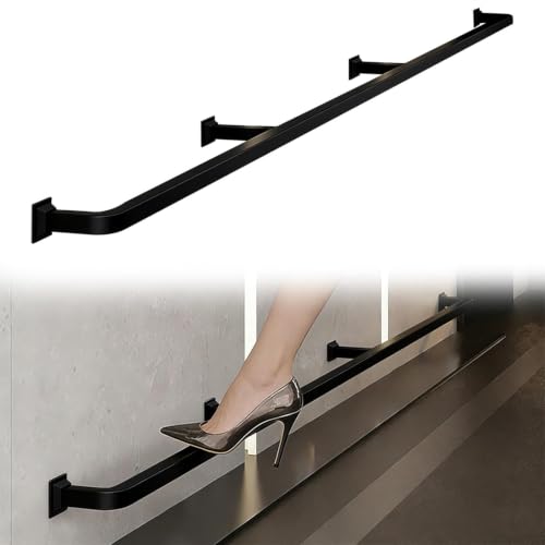 Wall Mount Bar Foot Rail Kit Stainless Steel, Square Pipe Foot Rest for Bar Counter, for Indoor/Outdoor, Commercial & Home,Black,530cm/17.3ft