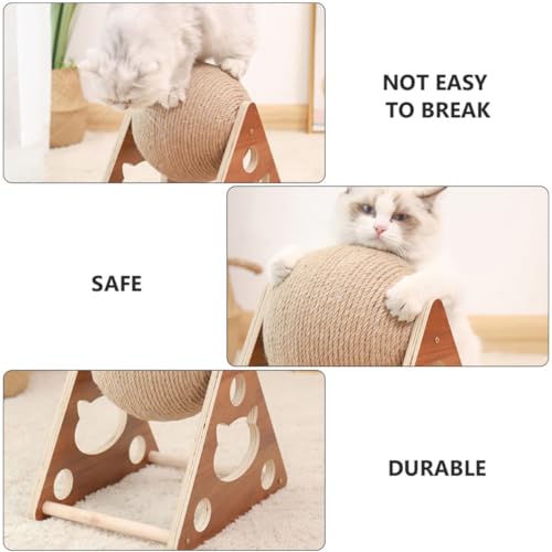 Pelota de rascar para gatos de madera con cuerda de sisal resistente Toddmomy 8