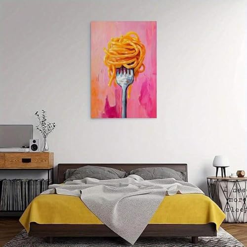Impression de pâtes colorée affiche déco moderne pour mur de cuisine lumineuse